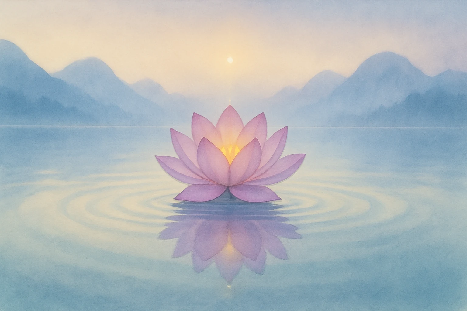 Lotus auf stillem Wasser symbolisiert angstlösende Akupunktur in Oberwil Basel.